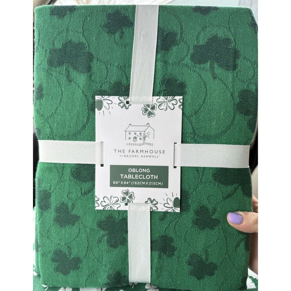 The Farmhouse by Rachel Ashwell St. Patrick's Day Tablecloth Oblong 60 X 84 New